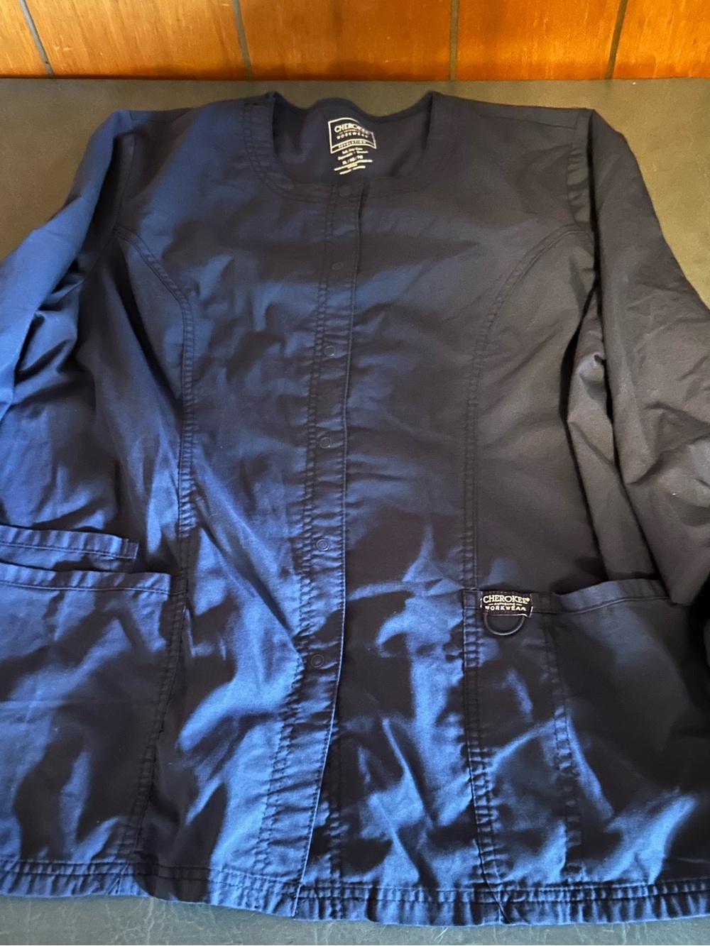 2-XL Women’s Navy Scrub Jackets; 1-XL Scrub Top Cherokee Brand
